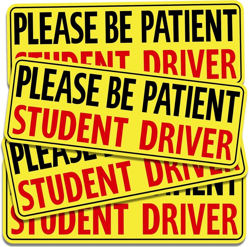 psler Student Driver Magnet for Car, be Patient Student Driver Magnet Boys and Girls New Student Driver Sticker Safety Warning Reflective Signs Reusable Movable 4 Pcs - Image 1